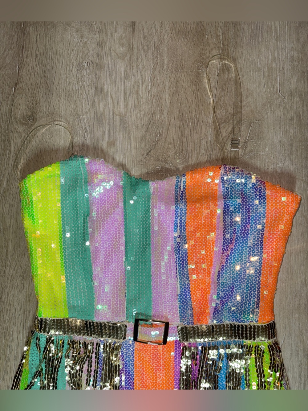Multicolor Sequin Mini Dress with Bandana - Picture 2 of 13